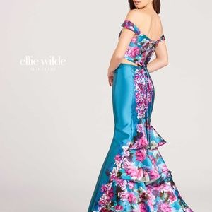 Ellie Wilde Mermaid Floral Prom Dress Sz 2